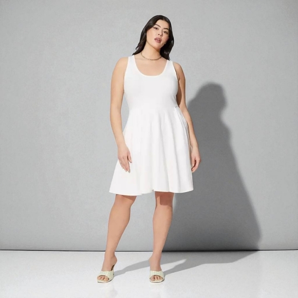 Torrid Mini Foxy Skater Dress White Sleeveless Comfy Closet Staple NWT 5 - Picture 1 of 10
